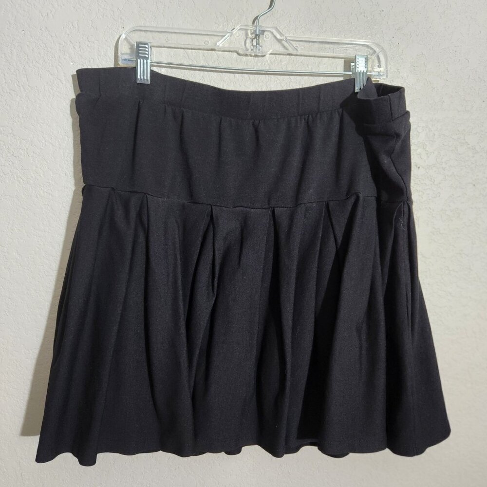Fashion Nova Skirt Womens XL Black Pleated A-Line High Waist Mini Skort Tennis